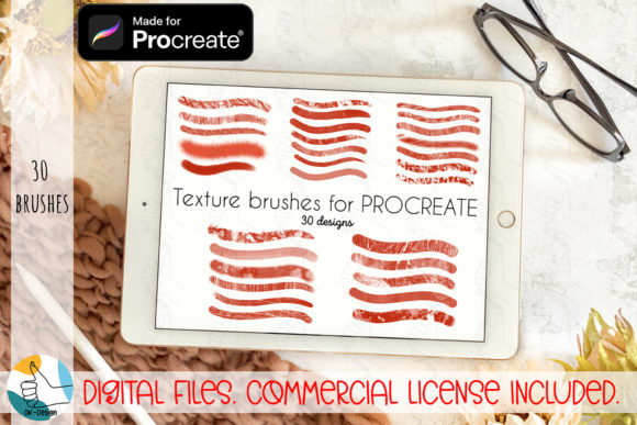 Download 30 Texture Brushes Bundle for Procreate. - Text Collection