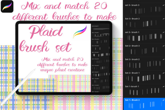 Download Plaid Texture Brush Set for Procreate - Text Collection