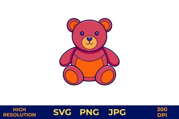Download Cute Red Teddy Bear Vector Illustration - Premium Bundle