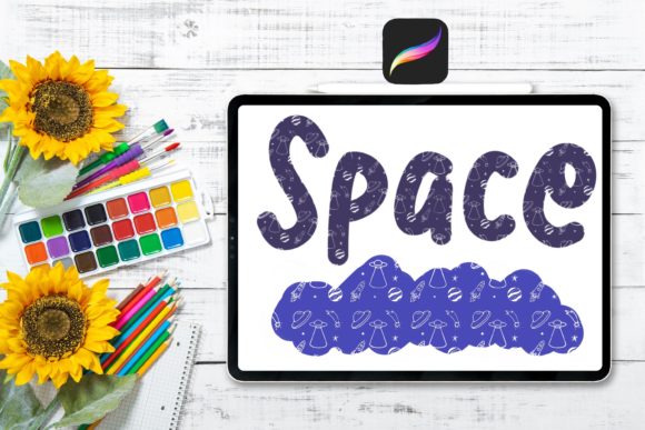 Download Space Texture Brush for Procreate - Text Collection