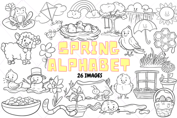 Download Spring Alphabet Digital Stamps - Alphabet Collection