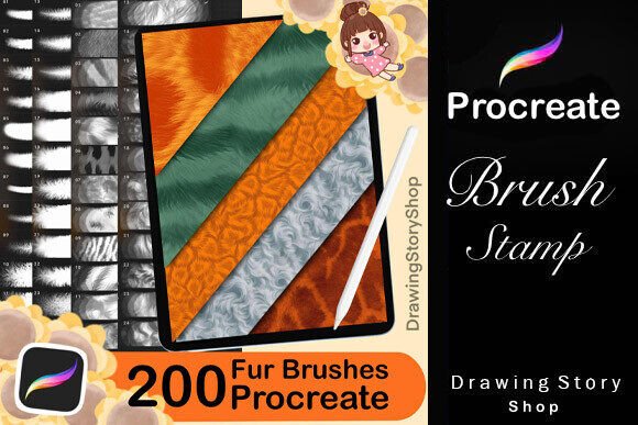 Download 200 Procreate Fur Textures Brushes - Text Collection