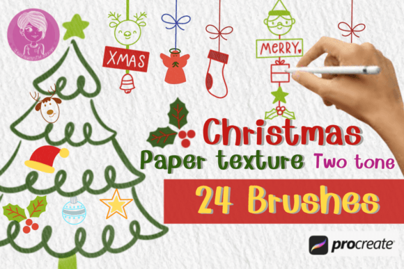 Download Christmas Paper Texture Brush Stamps - Text Collection