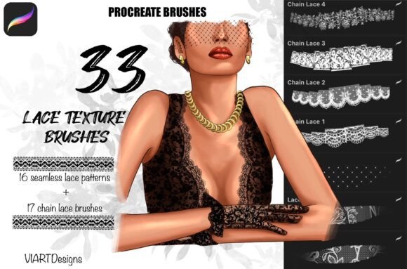 Download Lace Texture Brushes for Procreate - Text Collection