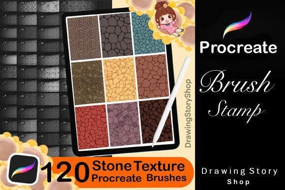 Download 120 Procreate Stone Textures Brushes - Text Collection