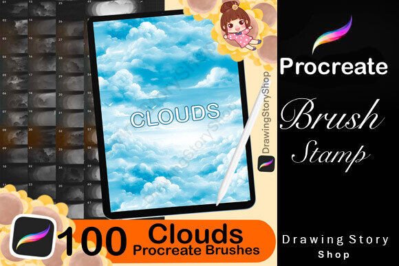 Download 100 Cloud Procreate Brushes,sky Texture - Text Collection