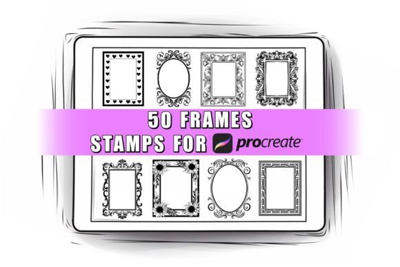 Download 50 Frames Procreate Stamps Brushes - Frame Collection