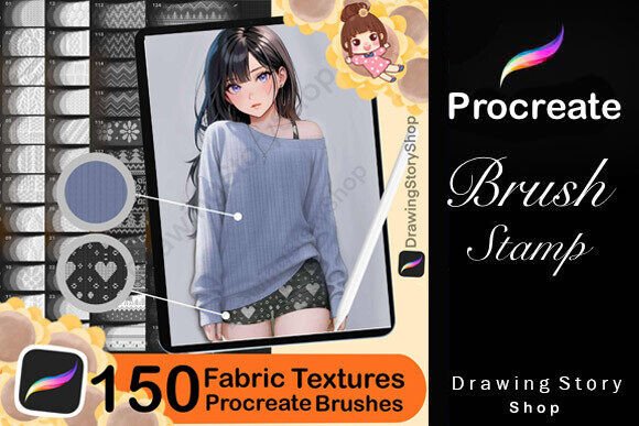 Download 150 Procreate Fabric Texture Brushes - Text Collection