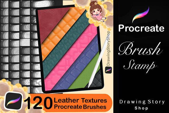 Download 120 Procreate Leather Textures Brushes - Text Collection