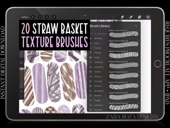 Download Woven Basket Procreate Texture Brush Set - Text Collection