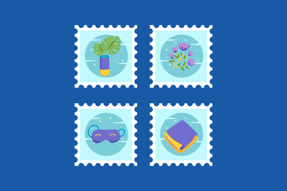 Download Set of Winter Stamp Design Collection 03 - Winter stamp Collection