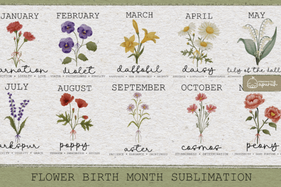 Download Flower Birth Month with Text Meaning - Text Collection
