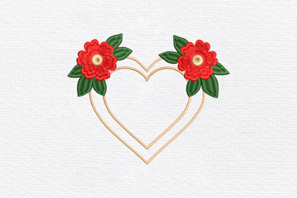 Download Floral Heart Frame Embroidery Design - Frame Collection