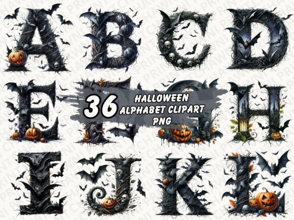 Download Halloween Alphabet Clipart Sublimation - Premium Resources