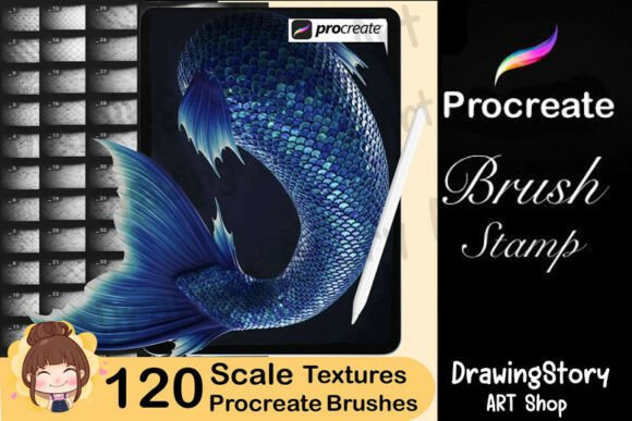 Download 120 Procreate Scale Textures Mermaid - Text Collection